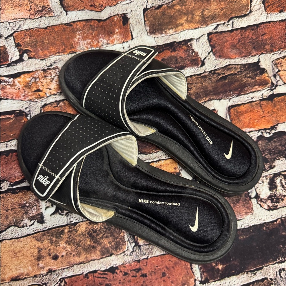 Nike Black Sandals with Contoured Footbed